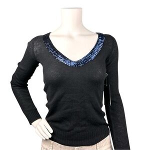 Cashmere Sequined Christopher Fischer  Sweater Black Mob Wife esthetic Size XS-S